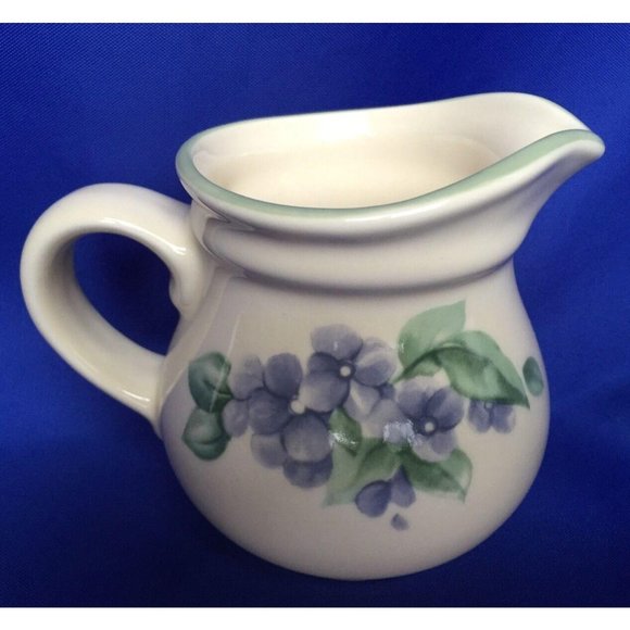 Pfaltzgraff Creamer GARDEN PARTY Pattern Stoneware Pitcher Violets Flowers - Picture 2 of 8